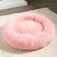 image 5 of OHS Round Fluffy Calming Pet Dog Plush Cushion Bed, Medium - Blush Pink