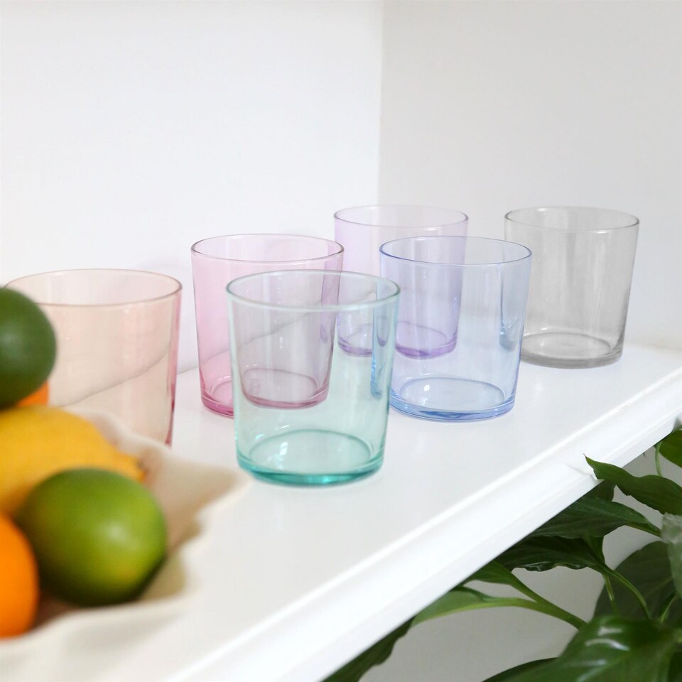 image 1 of LAV Bodega Glass Tumblers - 345ml - Colour Base - Pack of 6 | Multi | Full Colour