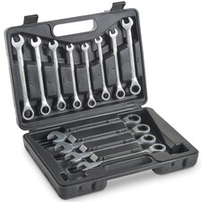 VonHaus 12 Piece Ratchet Spanner Set with Carry Case for Home, Bike, and Car Repairs