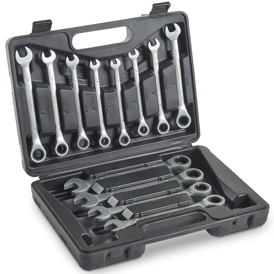 image 1 of VonHaus 12 Piece Ratchet Spanner Set with Carry Case for Home, Bike, and Car Repairs