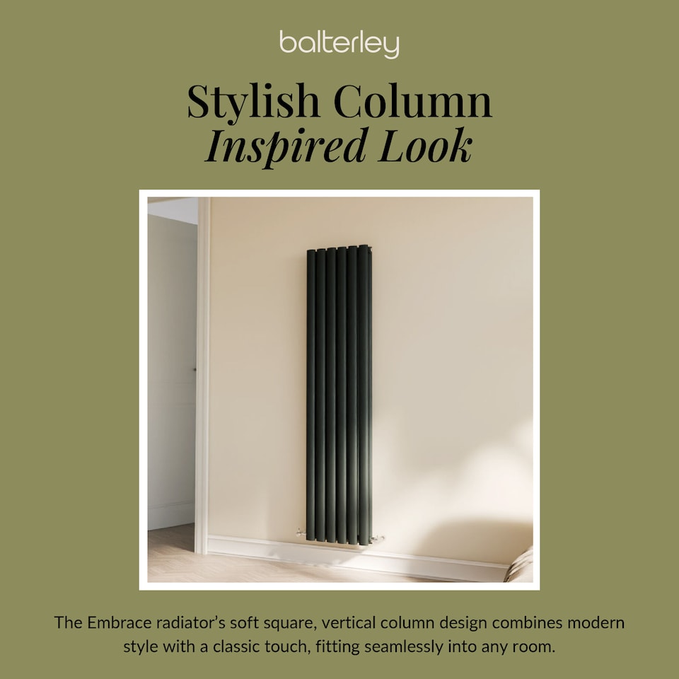 image 1 of Embrace Vertical Double Panel Radiator, 1800mm x 354mm - Anthracite | Grey | Anthracite | 1