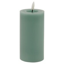 Luxe Collection Melt Effect LED Candle - Wax - L8 x W8 x H15 cm - Sage Green | Green