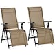 image 2 of Outdoor Reclining Garden Chair Set of 2, 10-Position Adjustable Folding Sun Lounger Zero Gravity Chairs with Texteline Seat, Armrests and Footrest for Patio, Beige
