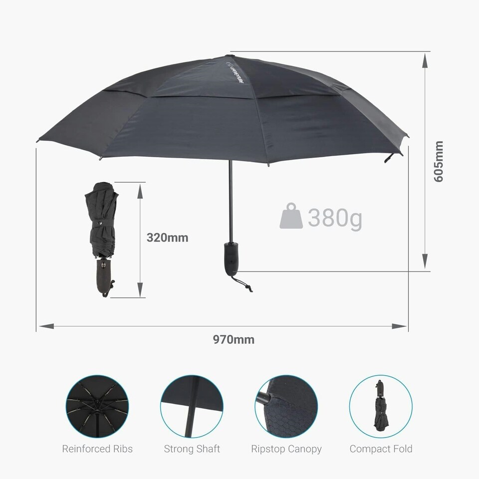 image 1 of Lifeventure Medium Trek Umbrella | Black
