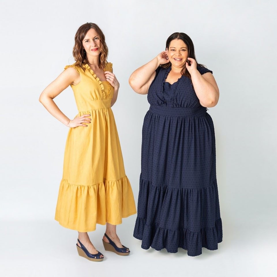 image 1 of Izzosew Studio Rivelin Ruffle Dress Paper Sewing Pattern – Women’s Dress, Sizes 6–34, Intermediate