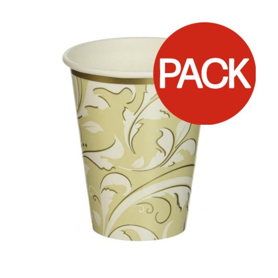 Amscan Paper Anniversary Party Cup (Pack of 8) - White/Gold - One Size