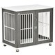 image 1 of PawHut Modern Dog Crate Pet Kennel Cage w/ Lockable Door - Grey & White