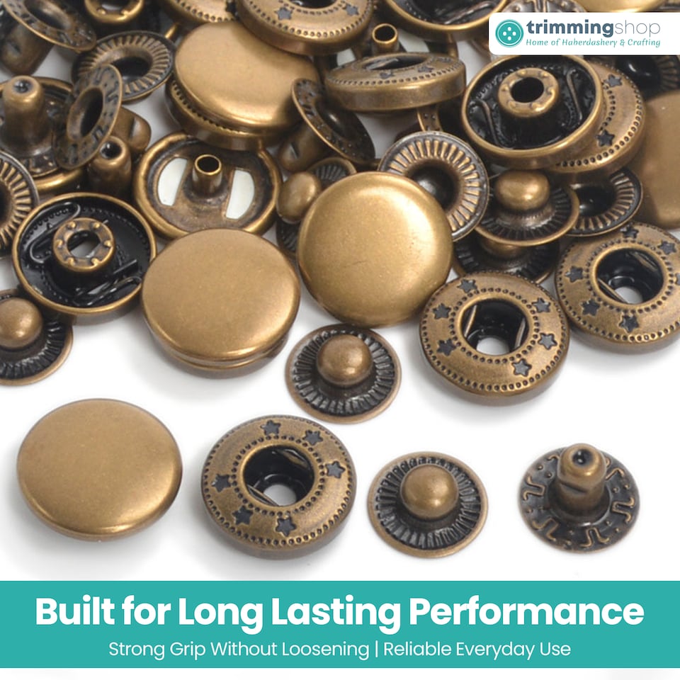 image 1 of 15mm S Spring Press Studs 4-Part, Durable & Lightweight - 100pcs