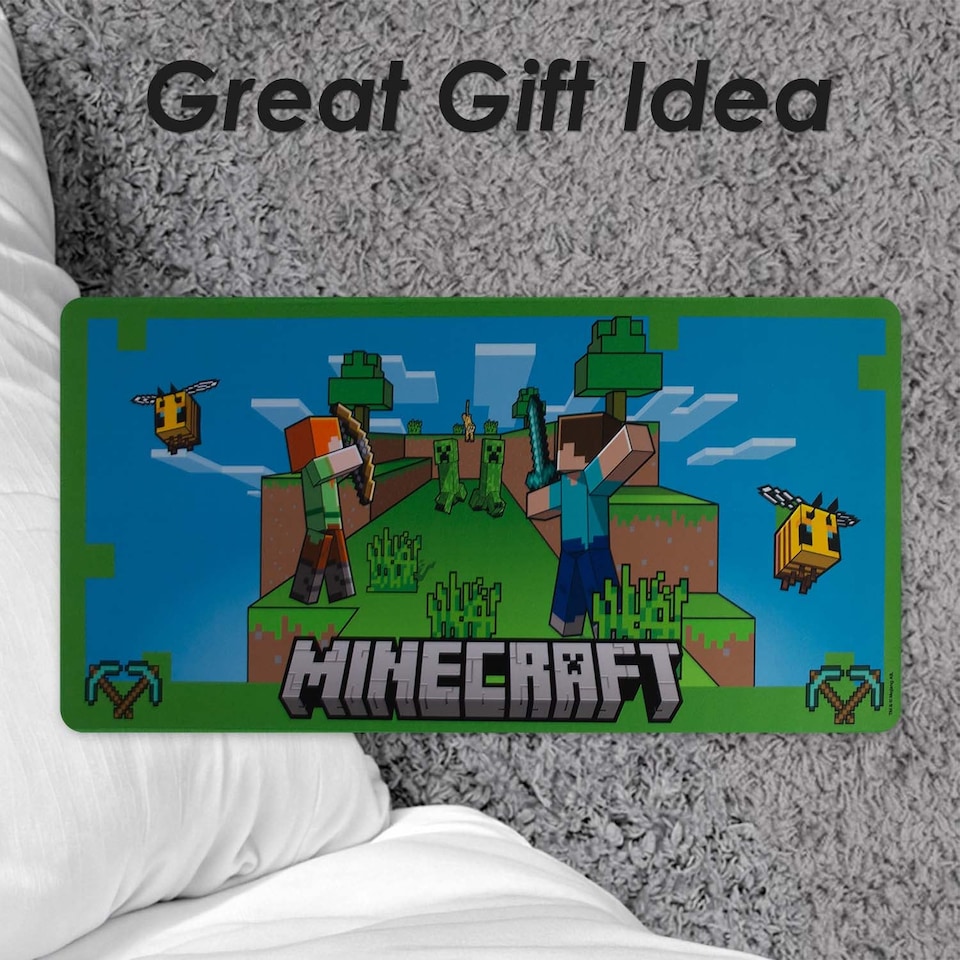 image 1 of PMS Minecraft Desk Mat Multicoloured Gaming Mat - 35cm x 80cm