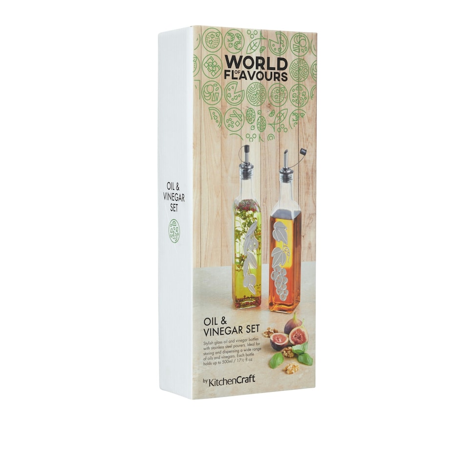 image 1 of KitchenCraft Oil Vinegar Bottle Set Clear Glass 500ml