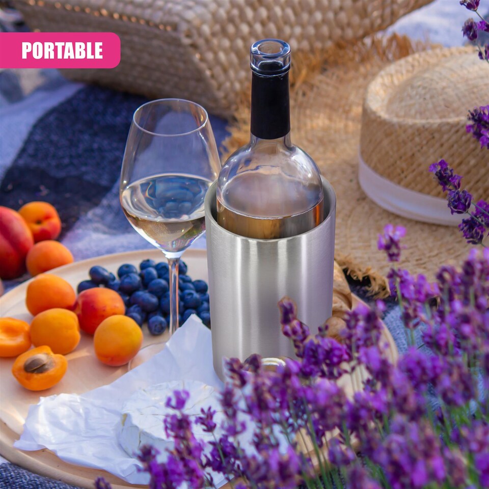 image 1 of GEEZY Chiller Wine Ice Bucket Stainless Steel Silver 22cm