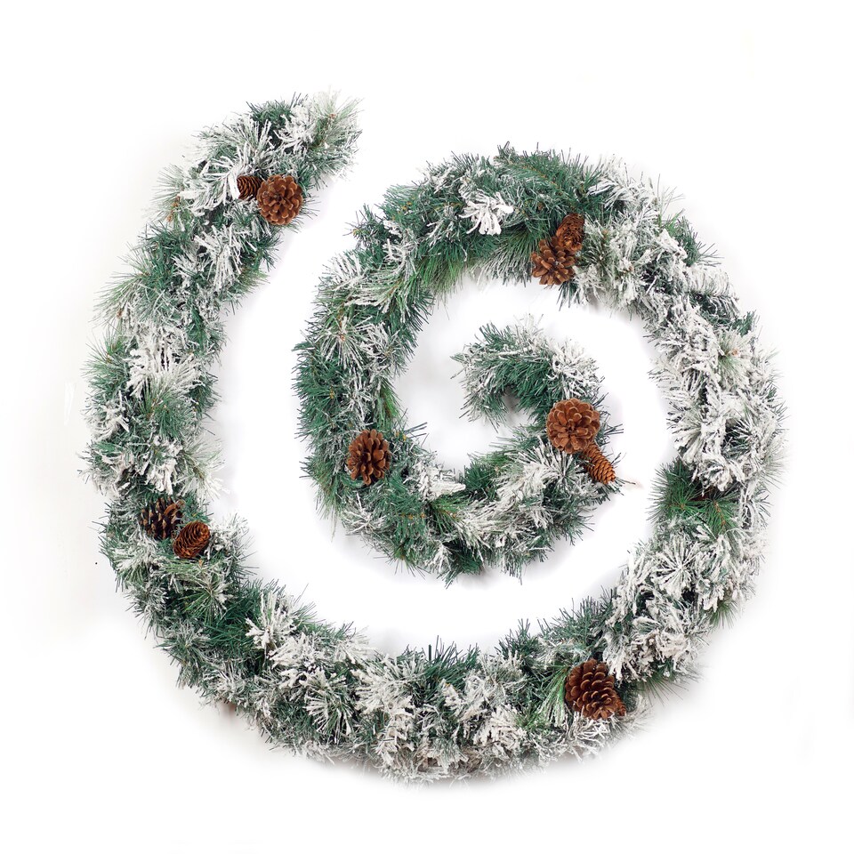 image 1 of Best Artificial 9ft Frosted Luxury Colorado Christmas Garland with Pine Cones