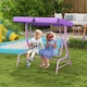 image 2 of Outsunny 2 Seater Kids Swing Chair, Fairy-Themed with Adjustable Canopy