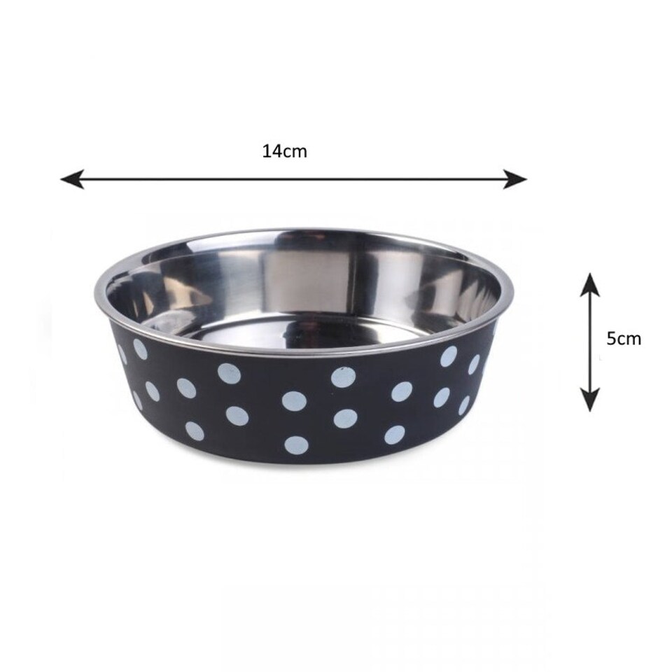 image 1 of Zoon Navy Polka Dot Pet Bowl 14cm Blue