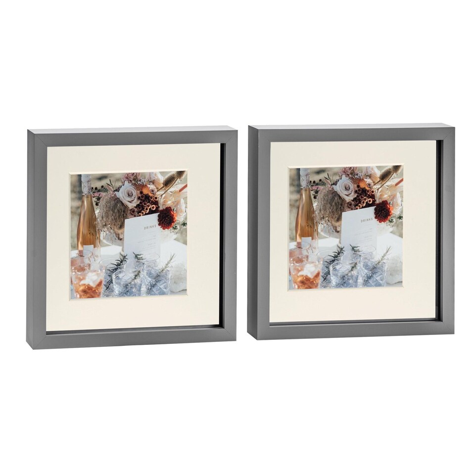 image 1 of Nicola Spring 10 x 10" Photo Frames - Grey/Ivory Mount - 3D Picture Frame Box Portrait Display Case (53 x 53cm) Set of 2