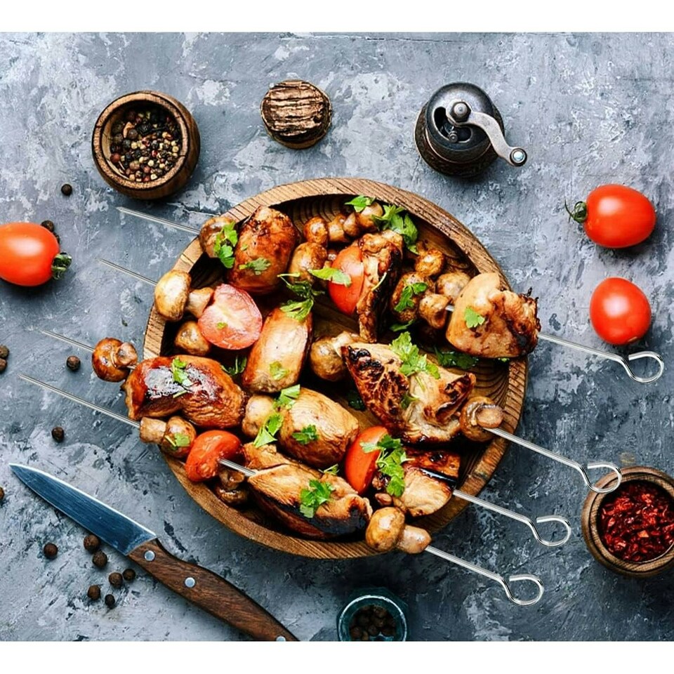 image 1 of Barbecue Skewer Set Algon Metal 35 cm 12 Pieces (24 Units)