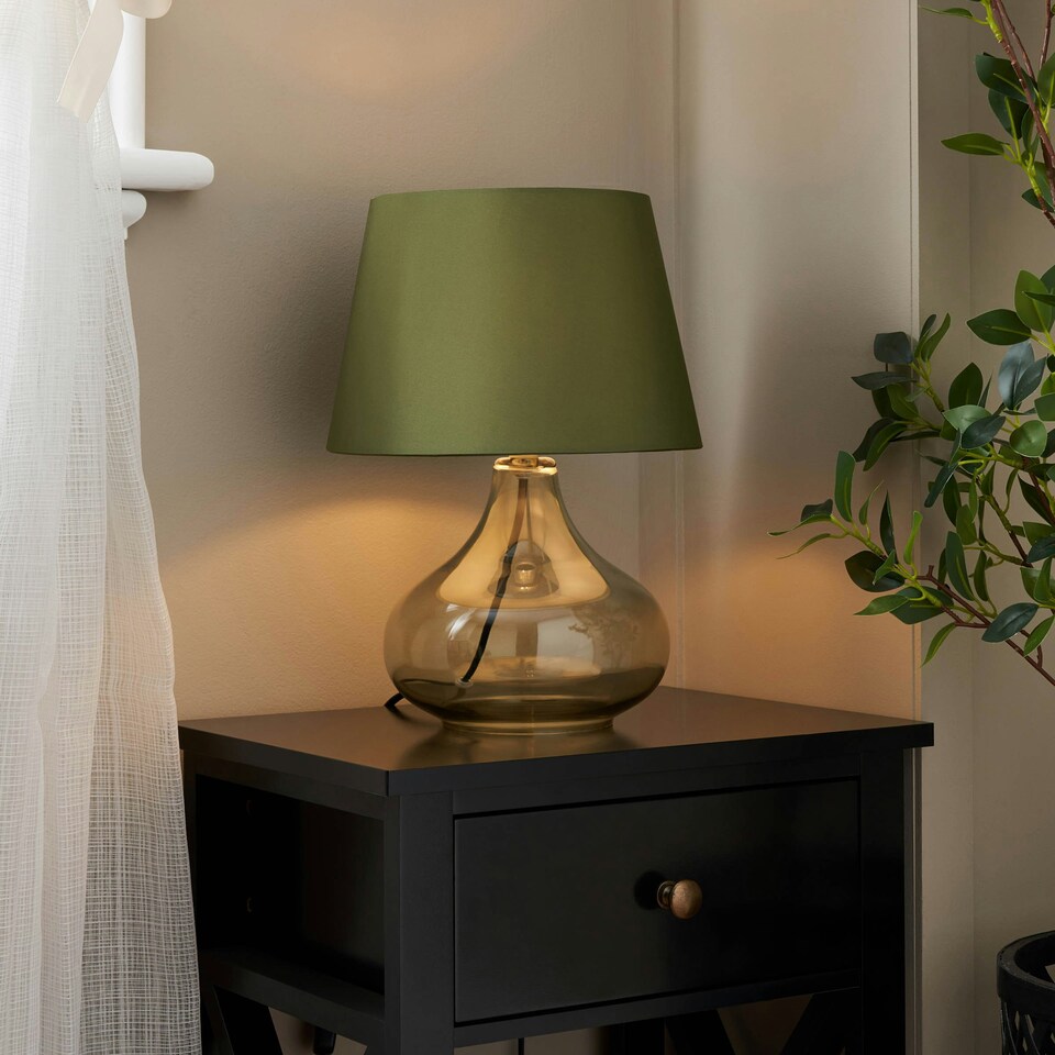 image 1 of BHS Clarise Glass Table Lamp, Bottle Green