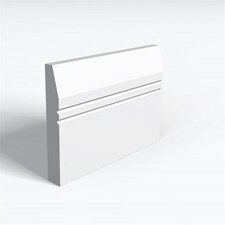 Pack of 20 (Total 20 Units) - MR MDF Primed Splay & 2 Drip Groove Skirting Board & Rebate - 25mm (T) x 194mm (H) x 4200mm (L)