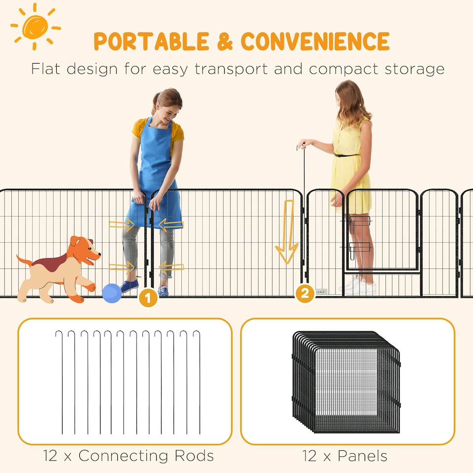 image 1 of Heavy Duty Puppy Play Pen, 12 Panels Pet Exercise Pen, for Indoors, Outdoors