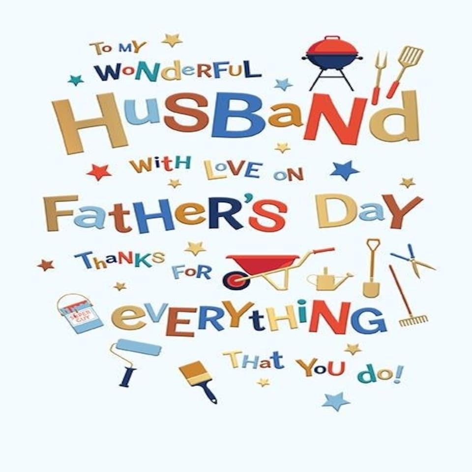 Words 'n' Wishes Father's Day Card for Husband, Sentimental Card for Father's Day, 23.5 x 16.5 cm,