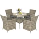 image 1 of Outsunny Rattan Dining Set for 4 with Cushions Grey