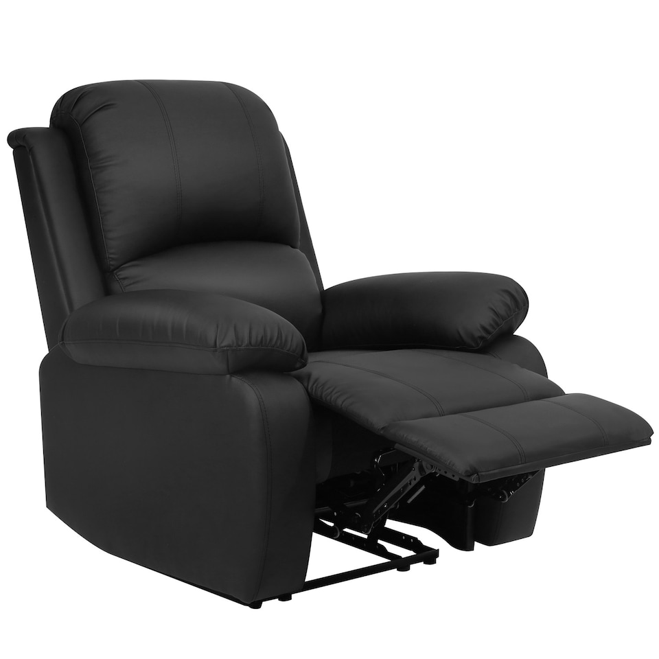 image 1 of PU Faux Leather Reclining Sofa Suite With Armchair, 2-Seater Sofa And 3-Seater Sofa In Black