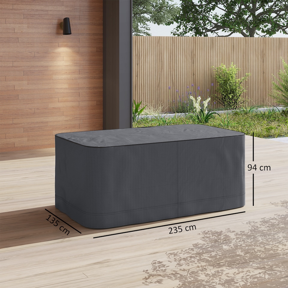 image 1 of Outsunny Patio 2/3 Seater Rattan Sofa Waterproof Furniture Cover Rain Protection | Grey | Grey