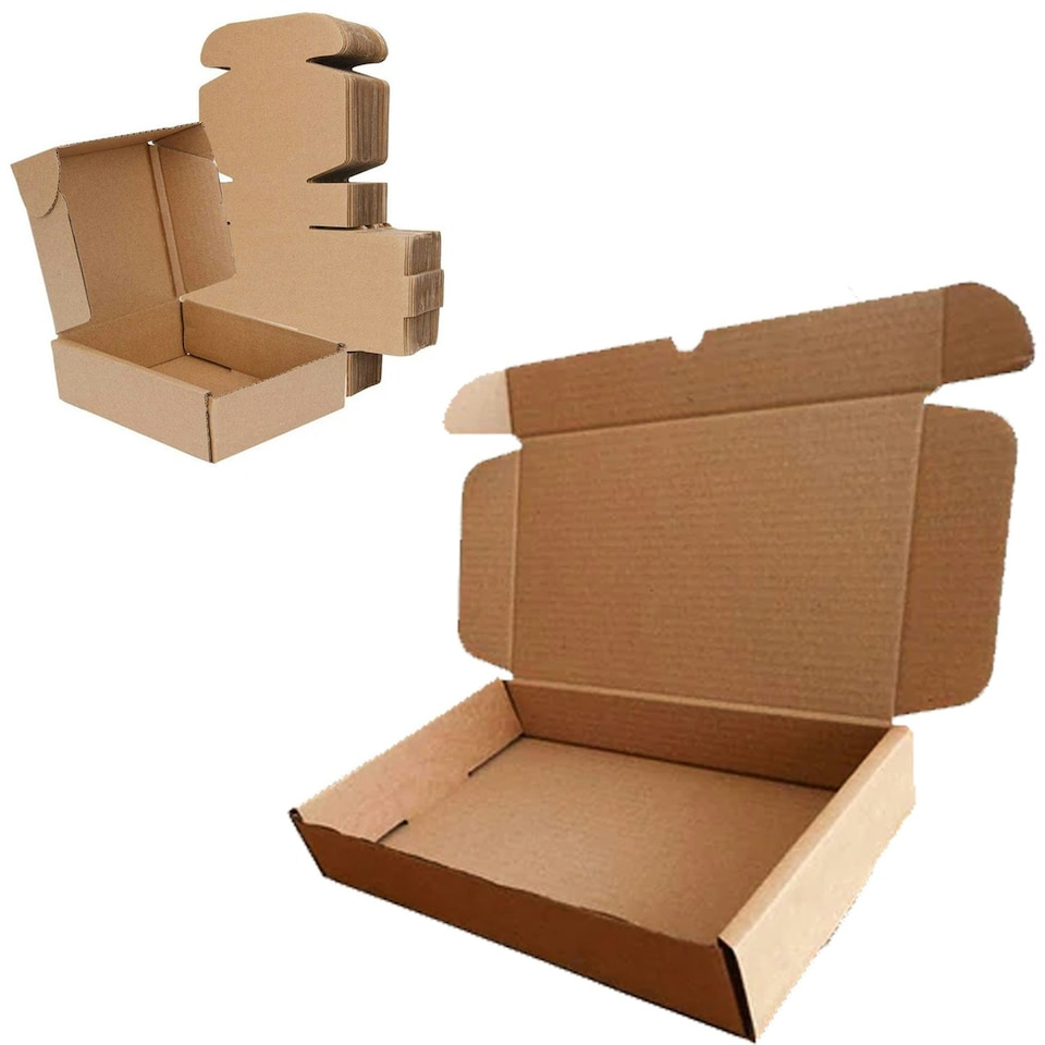 image 1 of 100 x Brown 10x7x3" Strong Single Wall Die Cut Packing Shipping Boxes Brown