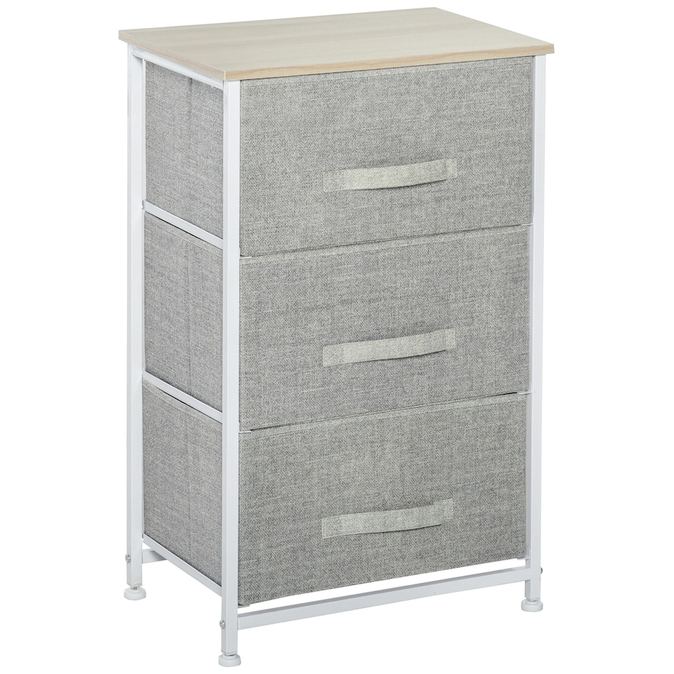 image 1 of HOMCOM 3-Tier Storage Dresser Tower with Adjustable Feet Steel Frame