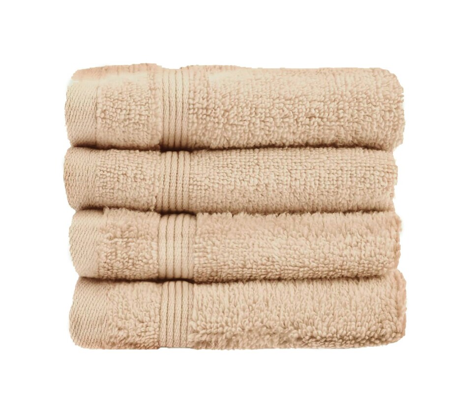 image 1 of Zero Twist Egyptian Cotton Face Cloths Pack of 4 - Stone