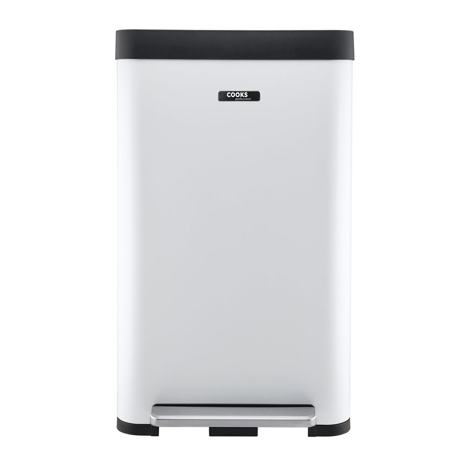 image 1 of Cooks Professional XL Pedal Bin 65L - Recycling or Waste Dustbin with Soft Close Lid | White