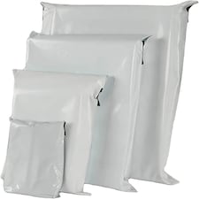 KAV White Mailing Bags - Postal Packaging Polythene Sacks for Postage - Self-Seal Flap - Large Size Post Bags for Couriers - Lightweight and Opaque for Secure Shipping (13 x 19 inch or 33cm x 48cm)