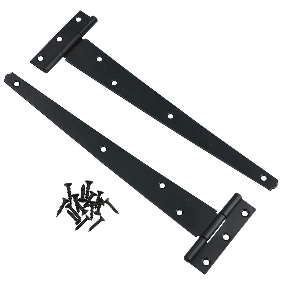 image 1 of 10in / 250mm Heavy Duty T Tee Hinges For Shed + Garden Gates Black Finish 6pc Black