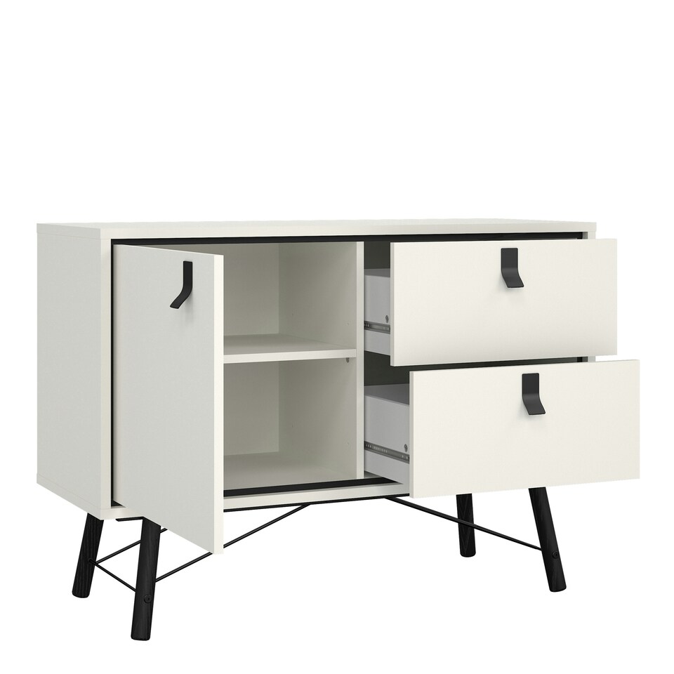 image 1 of Ry Sideboard with 1 Door 2 Drawers in Matt White