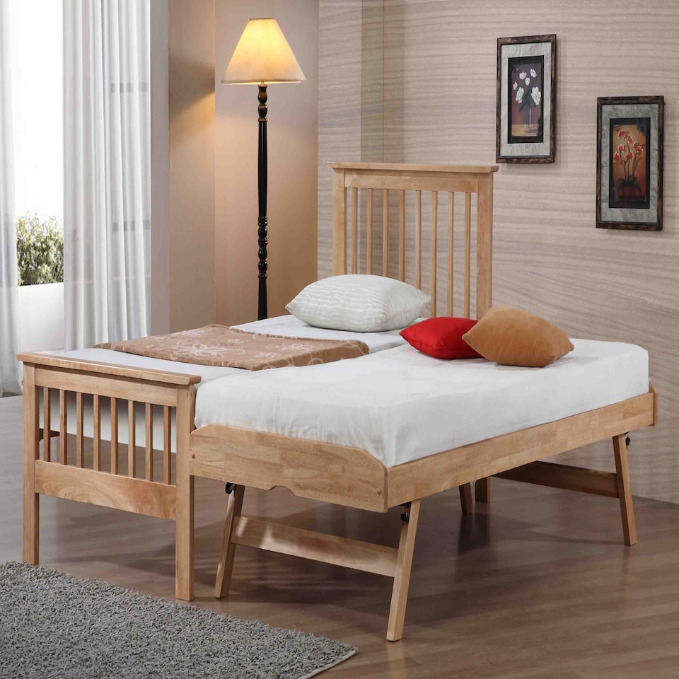 image 1 of Pentre Single 3ft Hardwood Oak Guest Bed | Brown | Single