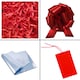 image 6 of Pet Gift Basket Kit - Paw Prints Hamper Tray with Red Gift Wrap Accessories (30x20x6cm high)
