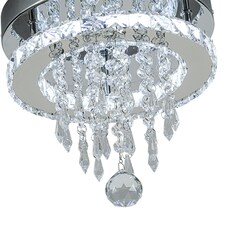Living and Home Modern Round Crystal Ceiling Light with Droplet Accents | Chrome