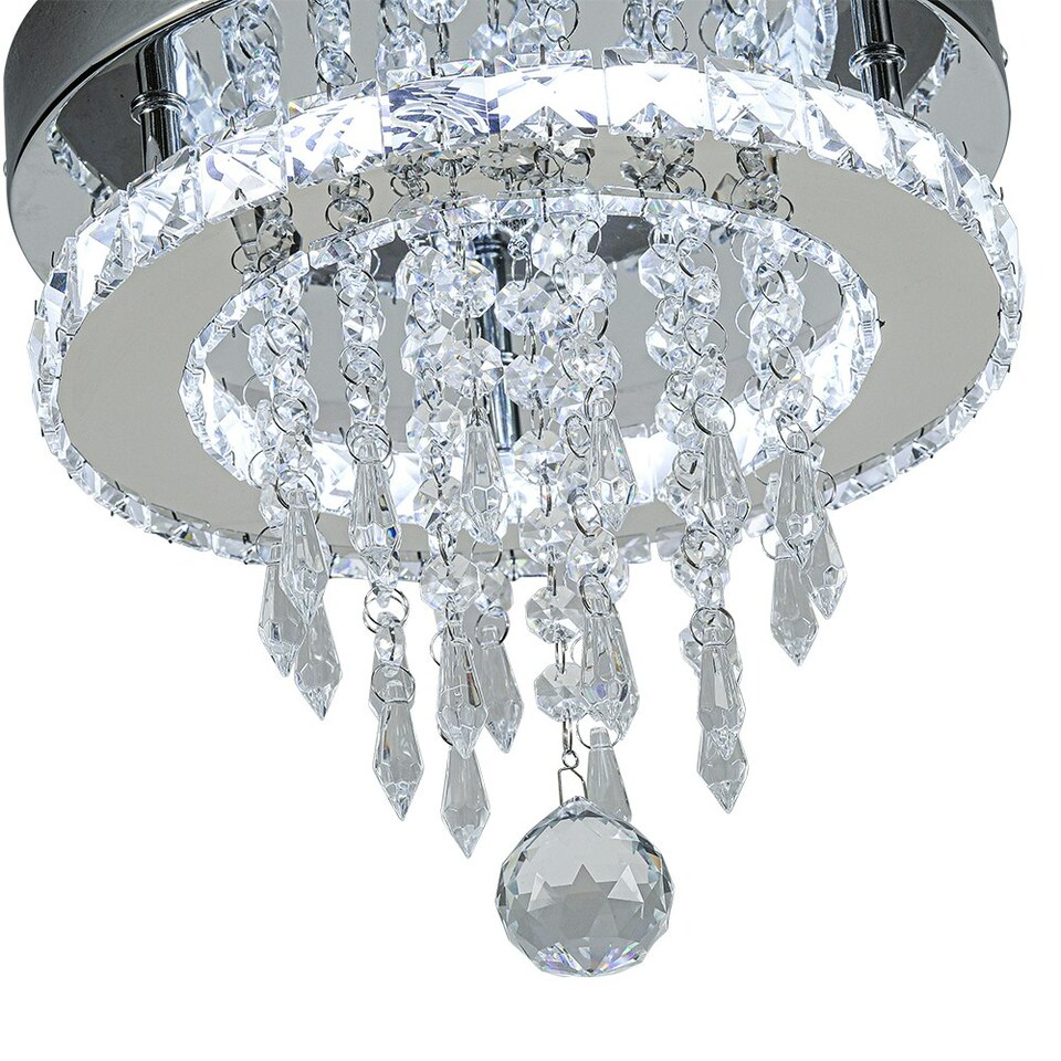 image 1 of Living and Home Modern Round Crystal Ceiling Light with Droplet Accents | Chrome