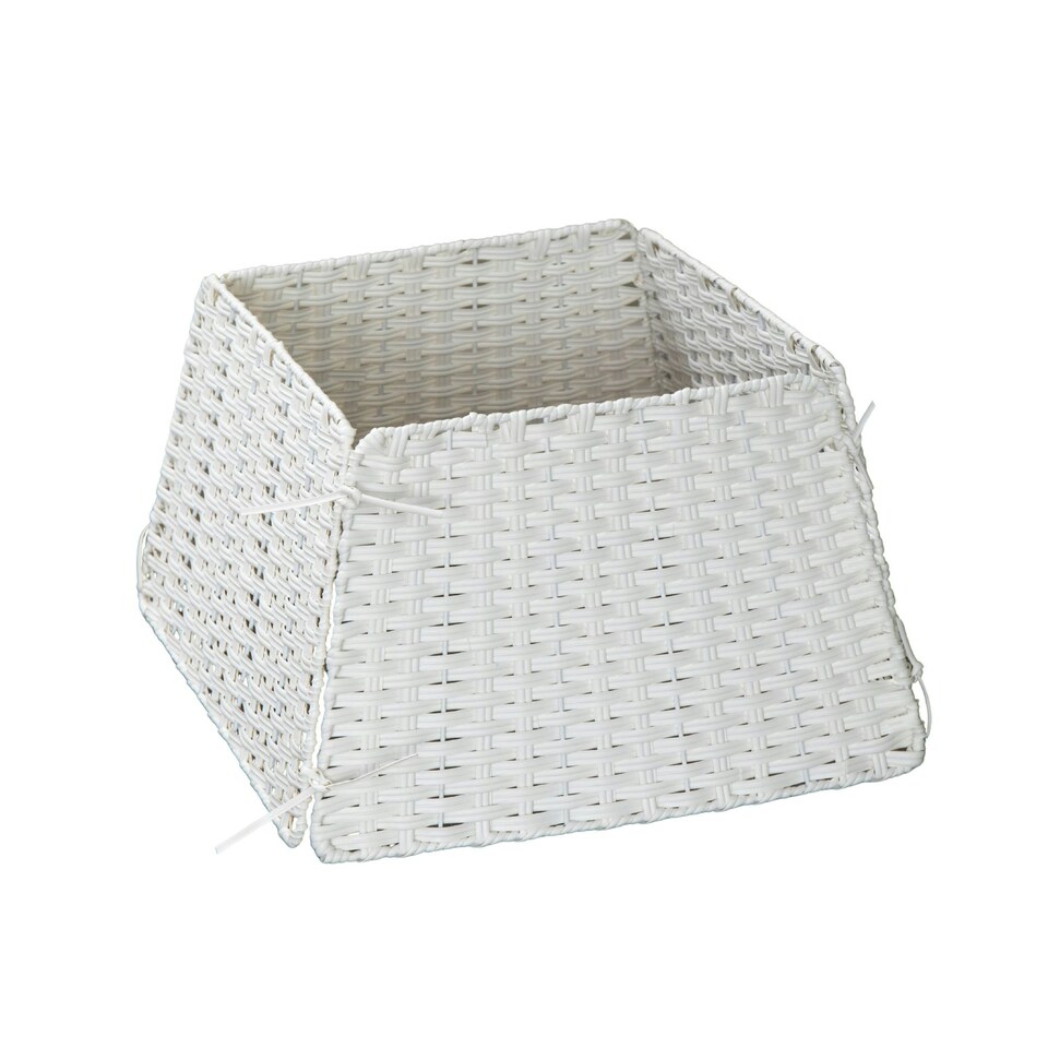 image 1 of 47cm x 46cm Samuel Alexander Foldable Faux Rattan Christmas Tree Skirt in White