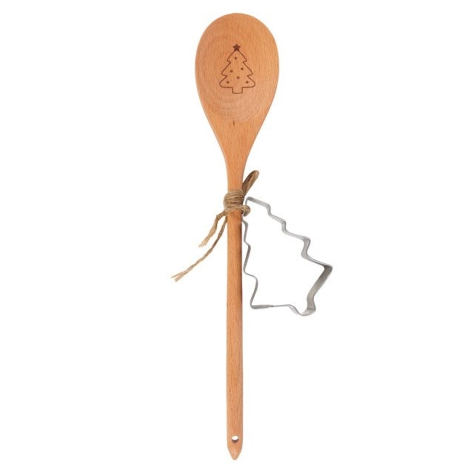 image 1 of Something Different Christmas Tree Wooden Spoon Set - Brown/Silver - One Size