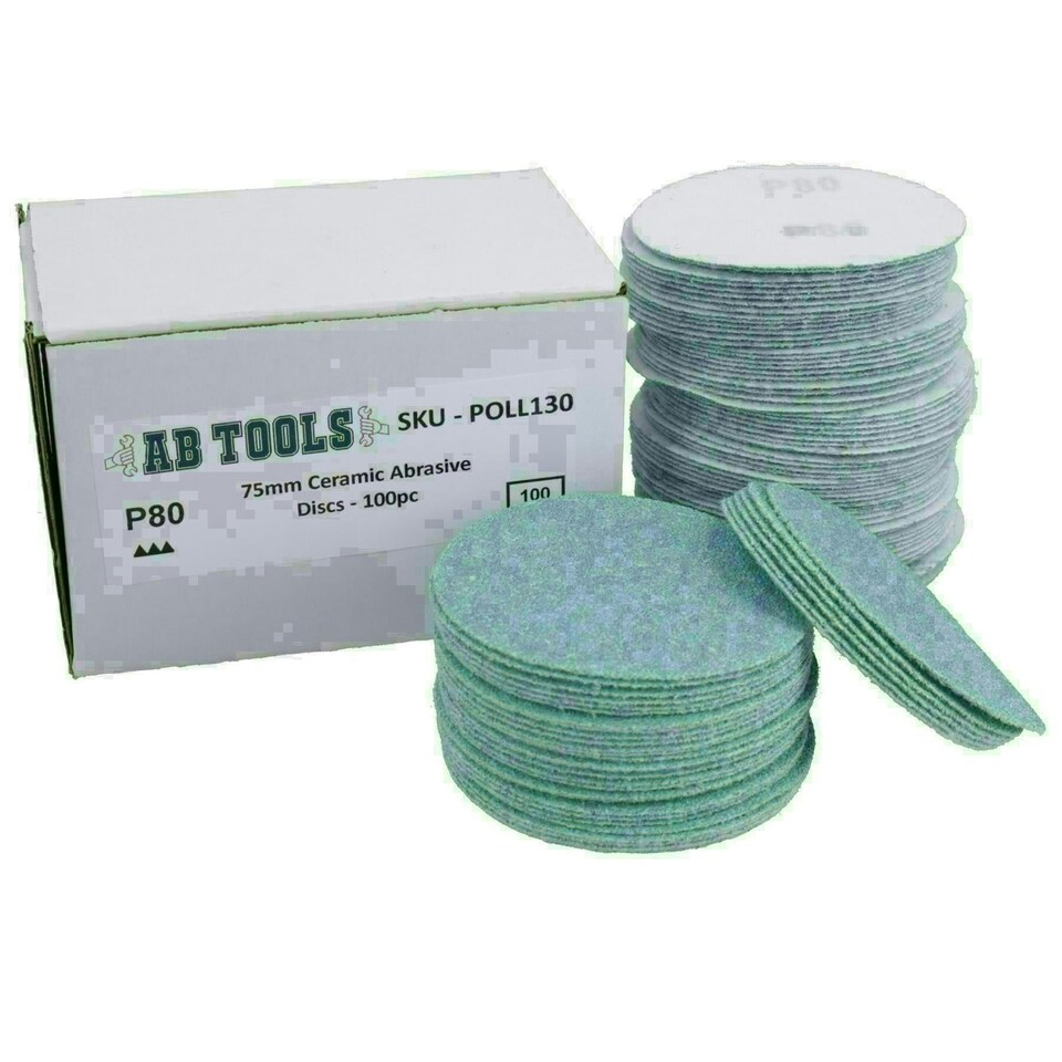 image 1 of 75mm Ceramic Abrasive Sanding Polishing Discs Hook And Loop 80 grit 500pc
