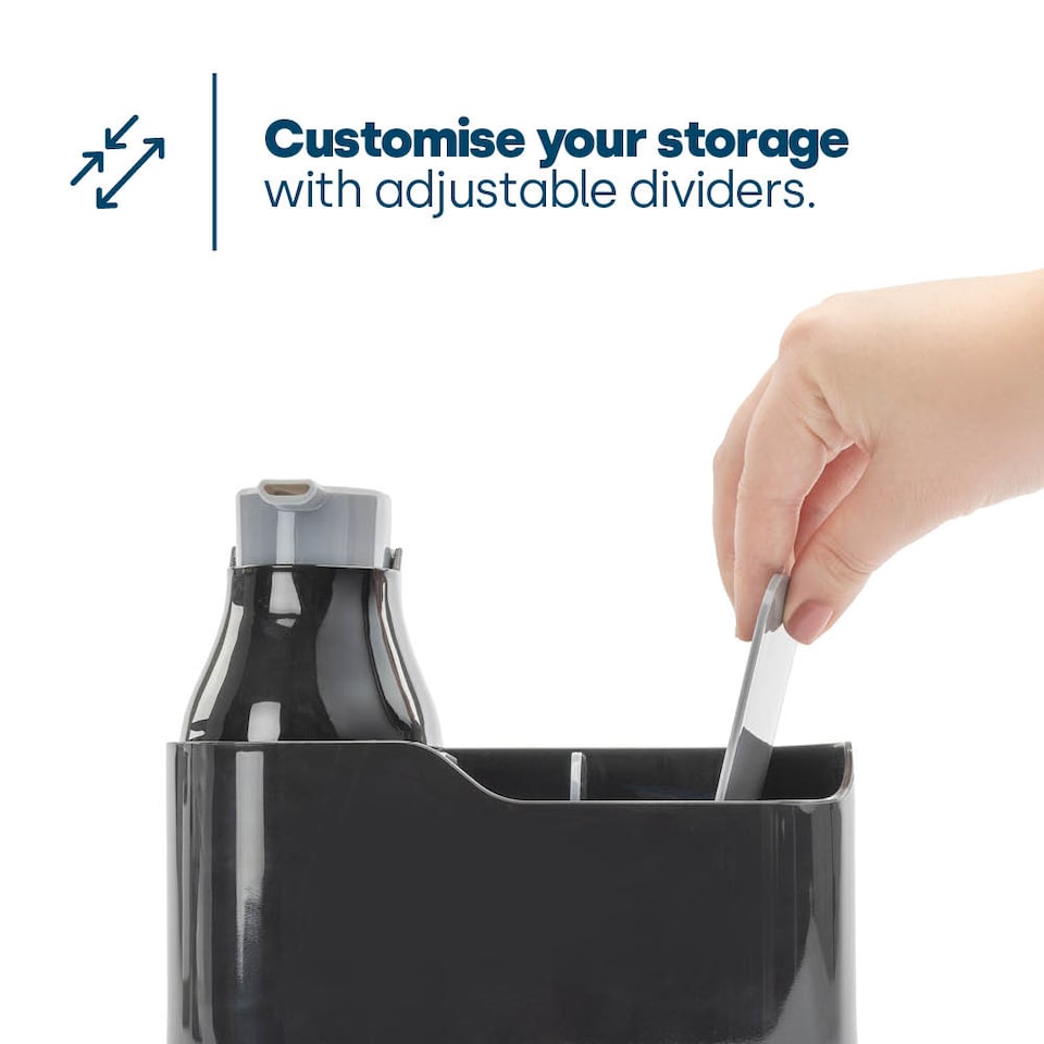 image 1 of Black Sink Caddy with Soap Dispenser