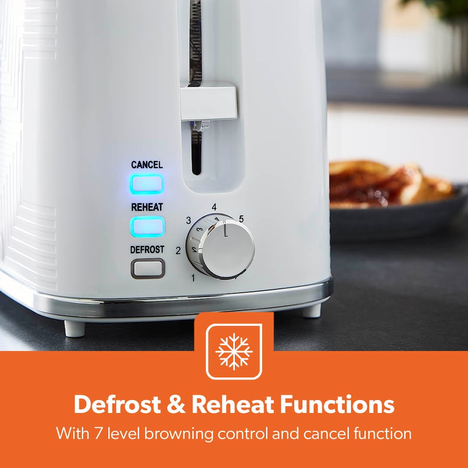 image 1 of GEEPAS Opus 2 Slice Toaster with 7 Level Browning Control, 900W | White