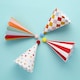 image 4 of Circus Scalloped Paper Party Hats with Pom Poms - Pack of 8