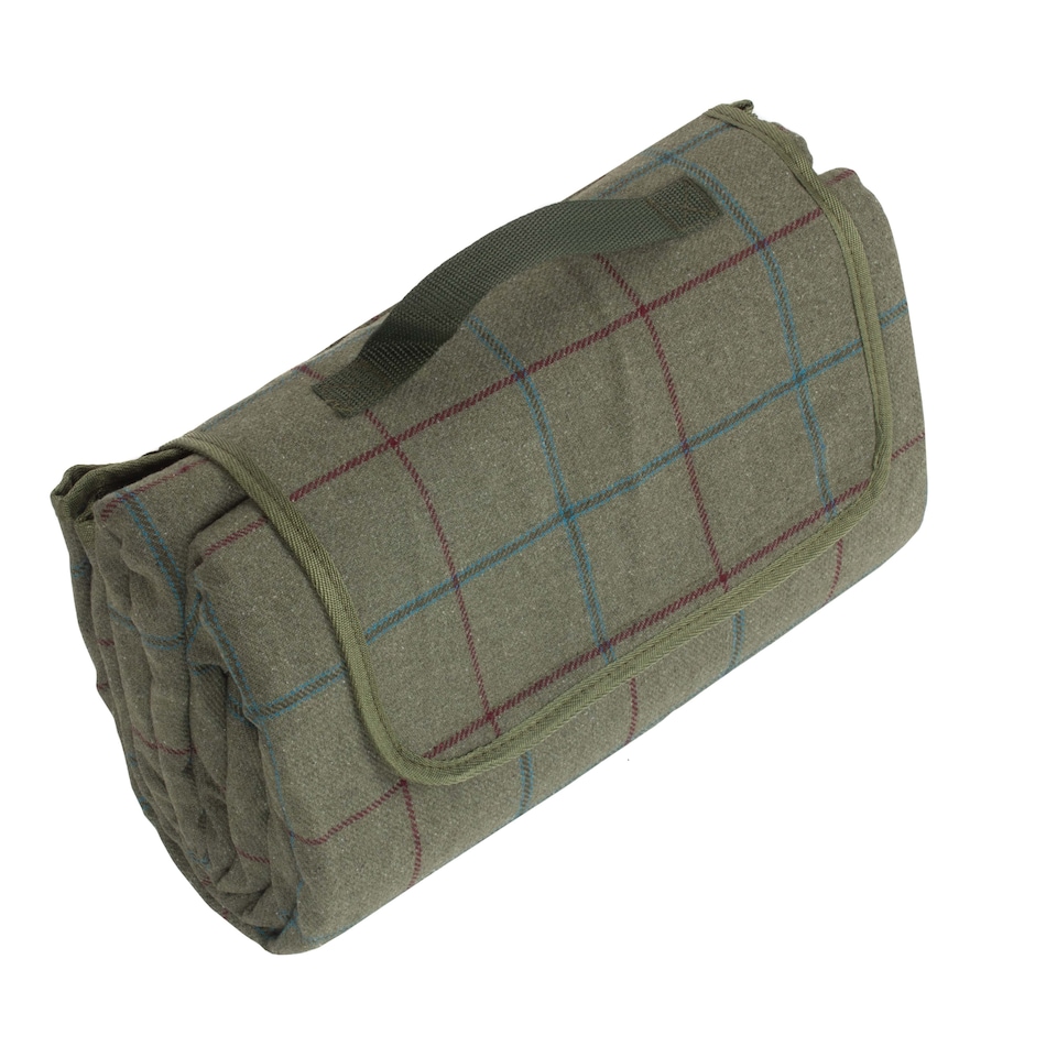 image 1 of Luxury Green Tweed Picnic Blanket | Green | Green