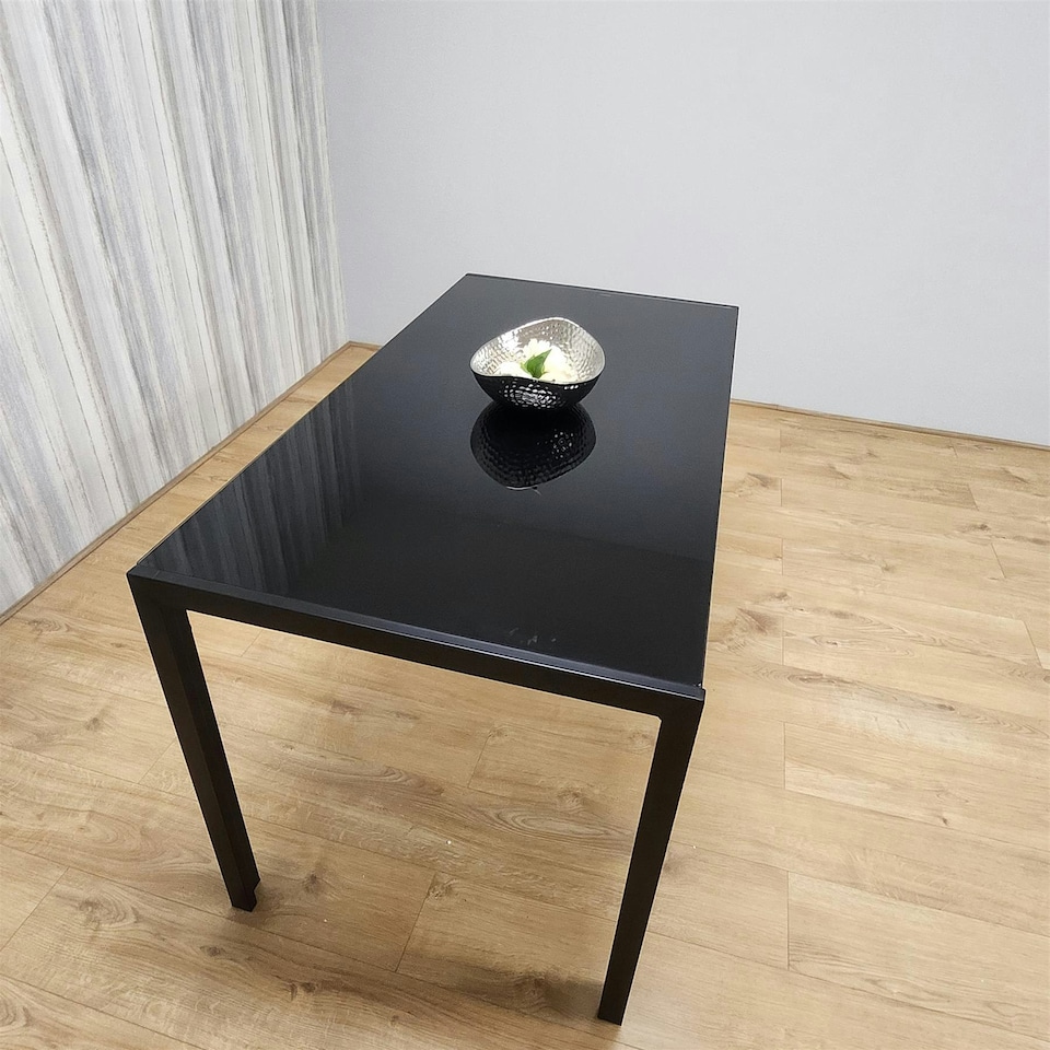 image 1 of Dining Table Black Glass Kitchen Place for 4 Seats, Dining Table Only (Black H 75 x L 120 x W 70 cm) Black