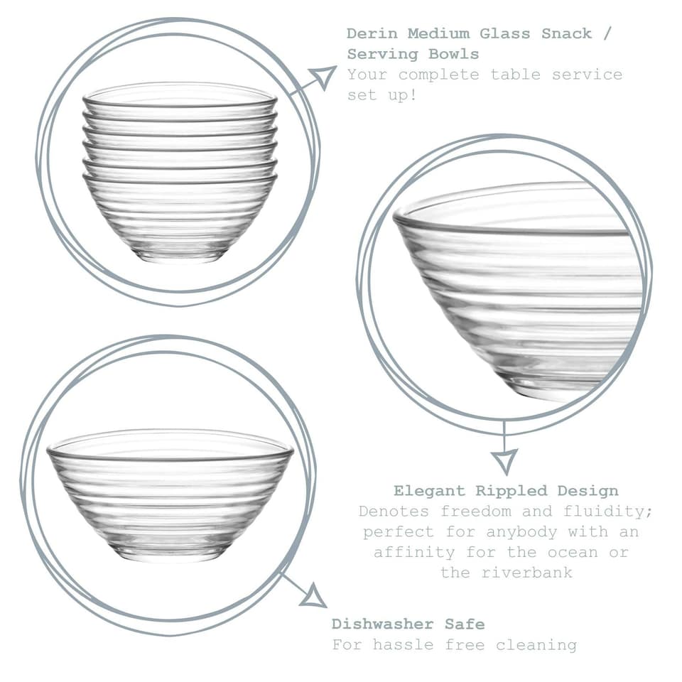 image 1 of LAV Derin Glass Serving Bowls - 11cm - Clear - Pack of 6 Clear