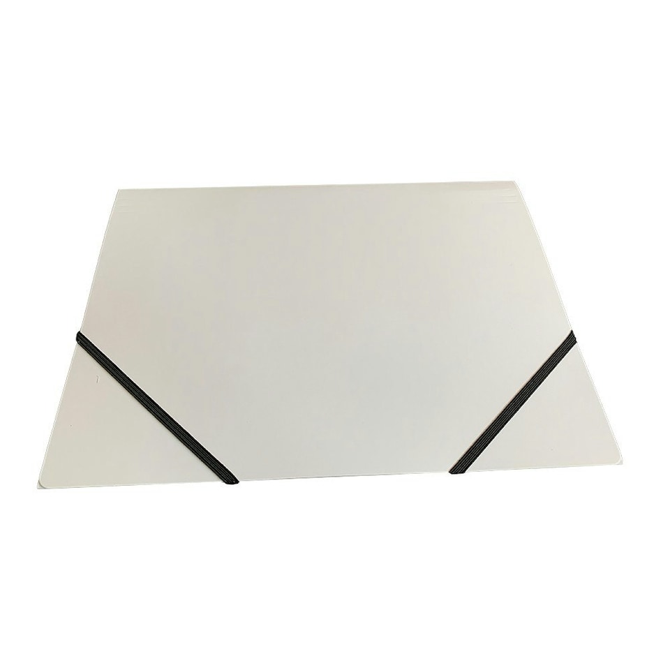 image 1 of Pack of 120 Janrax A4 White Laminated Card 3 Flap Folders with Elastic Closure | White
