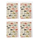 image 1 of Scandi Fish Pattern Art Cards Pack of 4 Coastal Marine Greeting Cards
