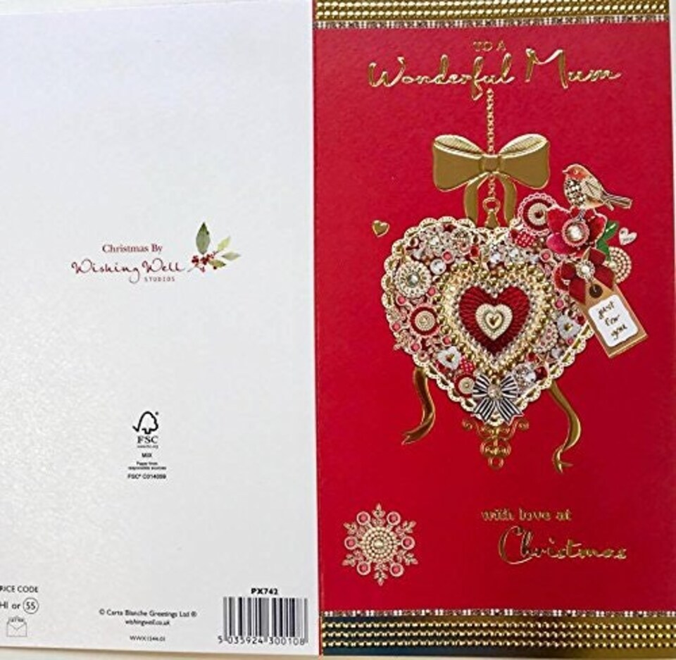 image 1 of Nice Verse Quality Gold Foil Christmas Greeting Card - JUST FOR YOU ; MUM